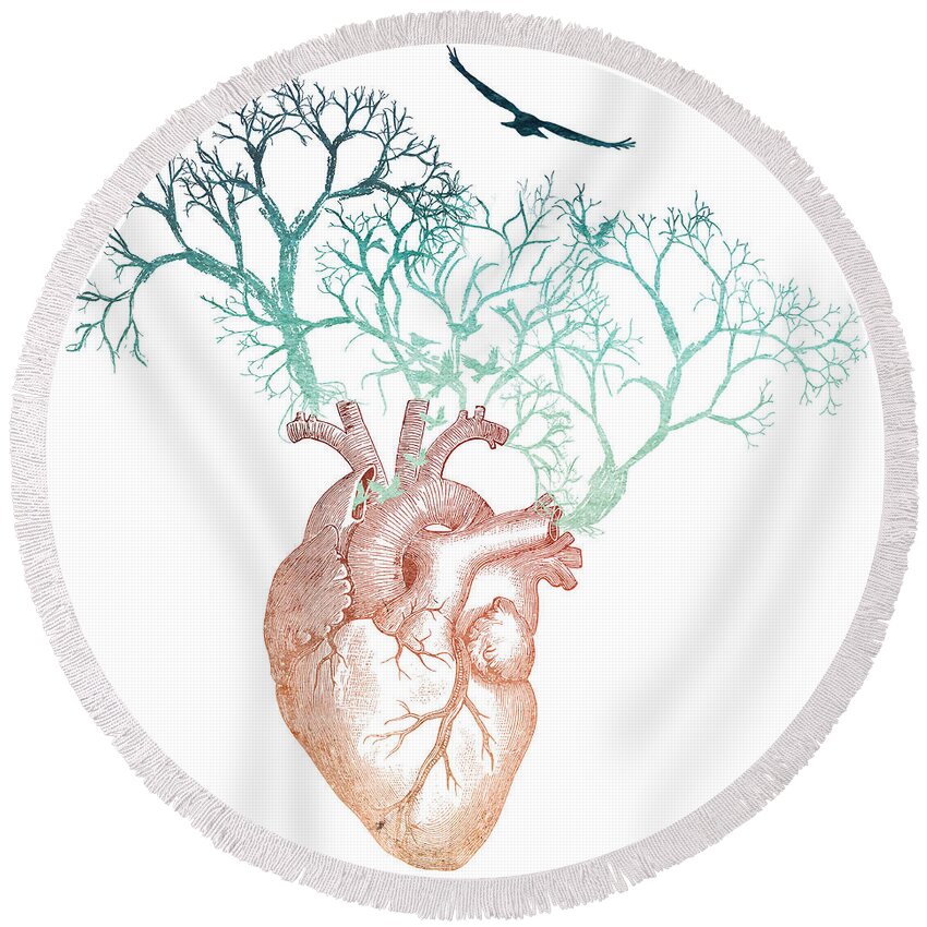 Heart Round Beach Towel featuring the digital art Live by Heather Applegate