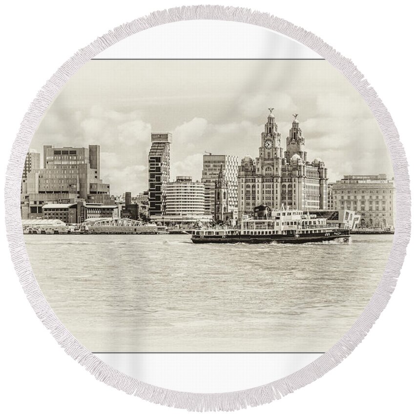 Liverpool Museum Round Beach Towel featuring the photograph Liverpool Ferry by Spikey Mouse Photography