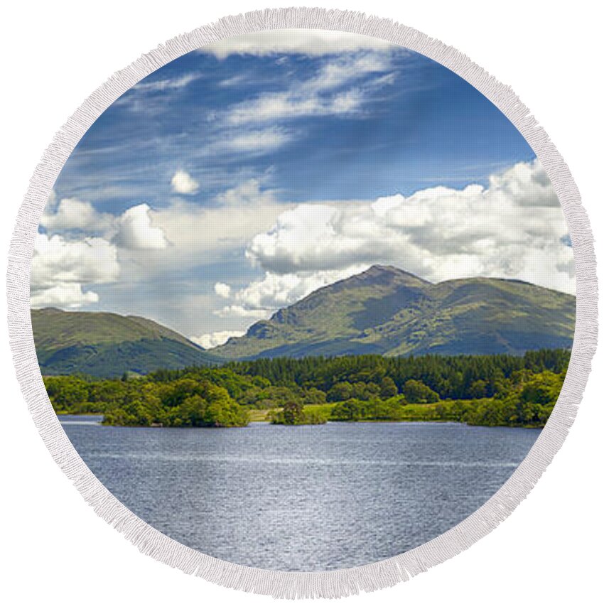 Panorama Round Beach Towel featuring the photograph Loch Awe Scotland by Sophie McAulay