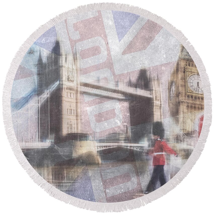 Great Britain Round Beach Towel featuring the photograph London blue by Hannes Cmarits