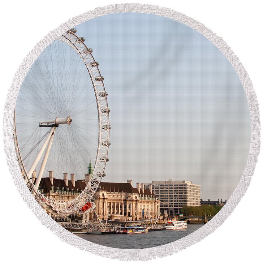 London Round Beach Towel featuring the photograph London Eye Day by Matt Malloy