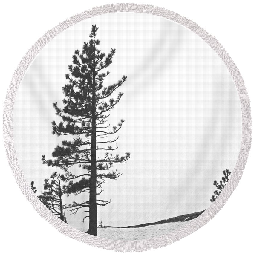  Round Beach Towel featuring the photograph Lone Pine in Snow by Frank Wilson