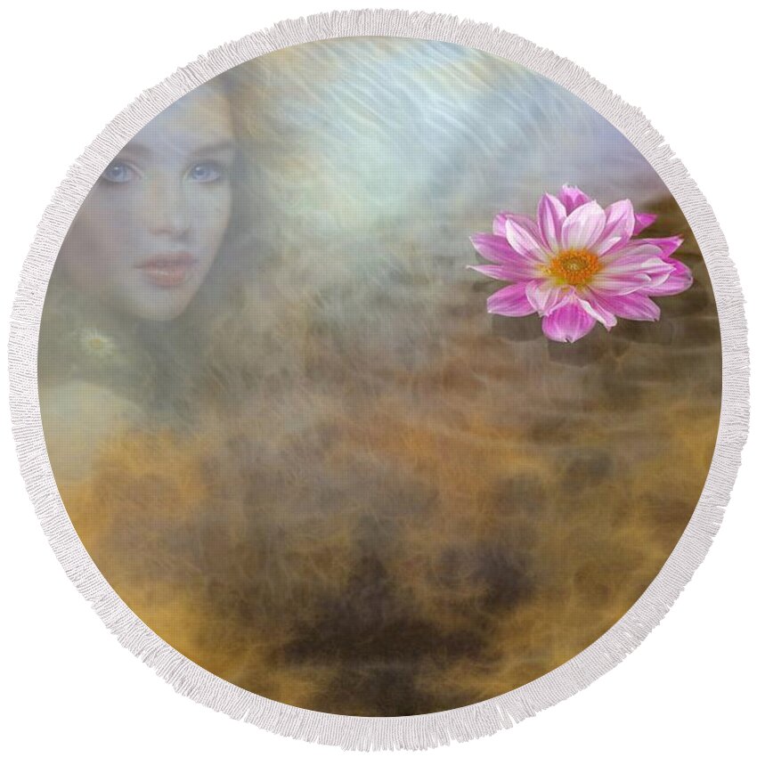 Girl Round Beach Towel featuring the digital art Look from Under the water by Lilia S