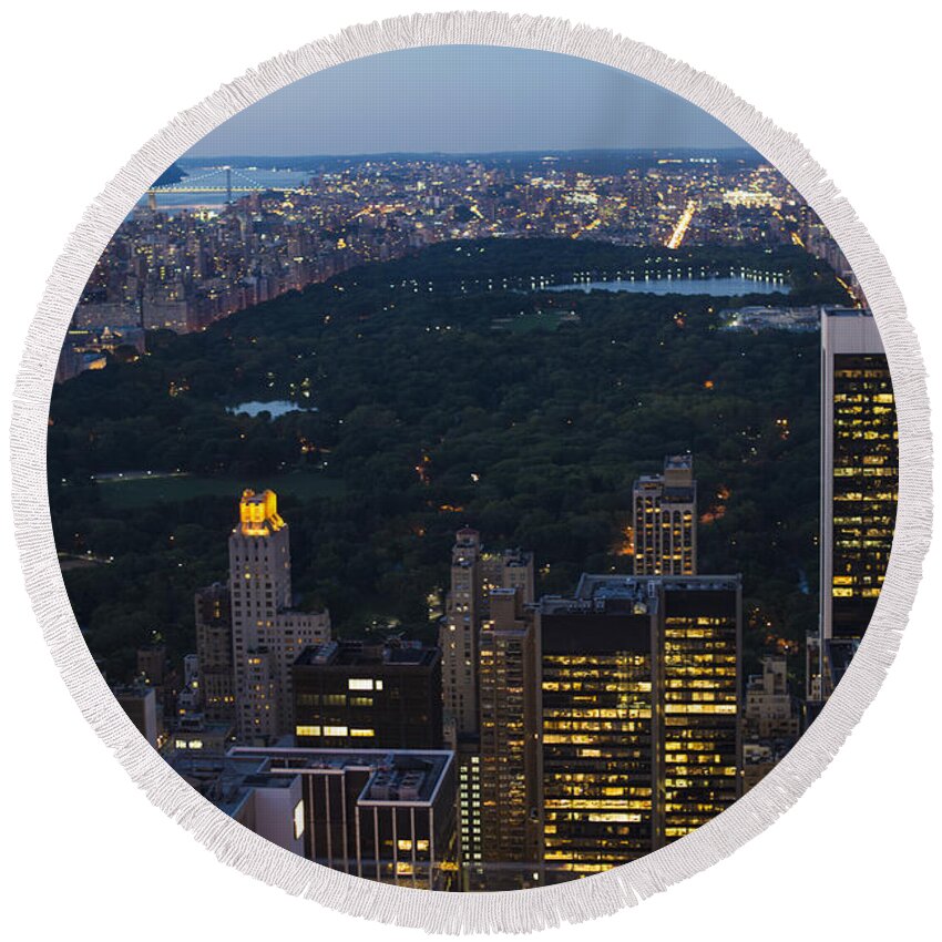 Landscape Round Beach Towel featuring the photograph Looking from Top of the Rock by Theodore Jones