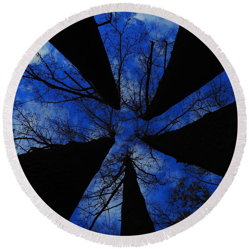 Trees Round Beach Towel featuring the photograph Looking Up by Raymond Salani III