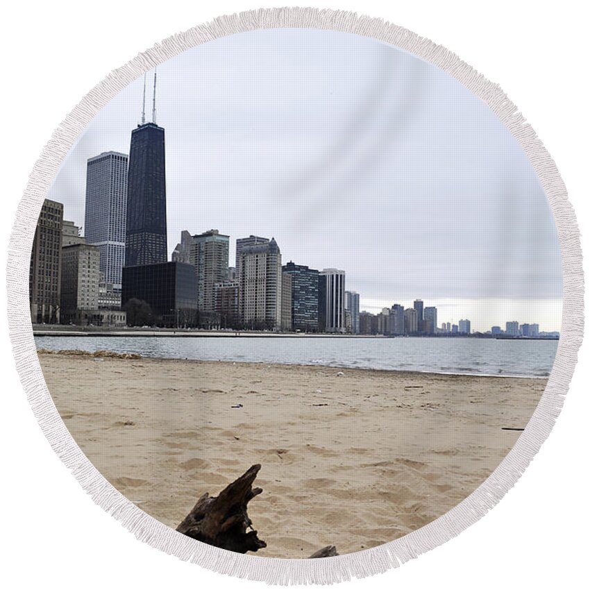 Chicago Round Beach Towel featuring the photograph Love Chicago by Verana Stark