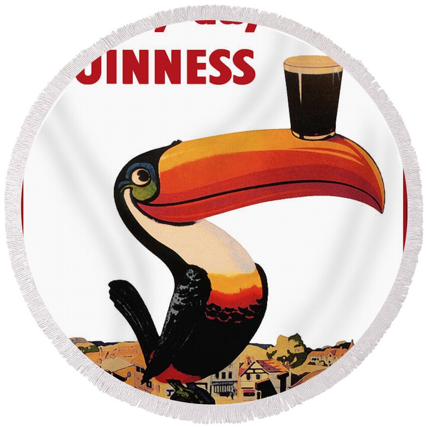 Lovely Day For A Guinness Round Beach Towel featuring the digital art Lovely Day for a Guinness by Georgia Fowler