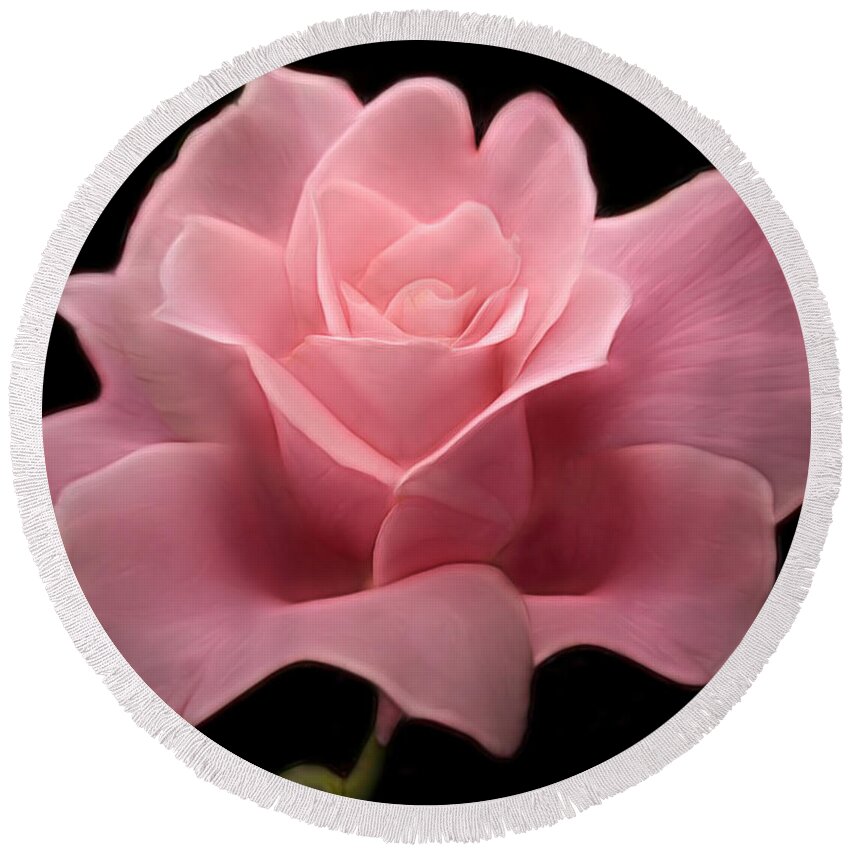 Roses Round Beach Towel featuring the digital art Lovely Pink Rose by Nina Bradica