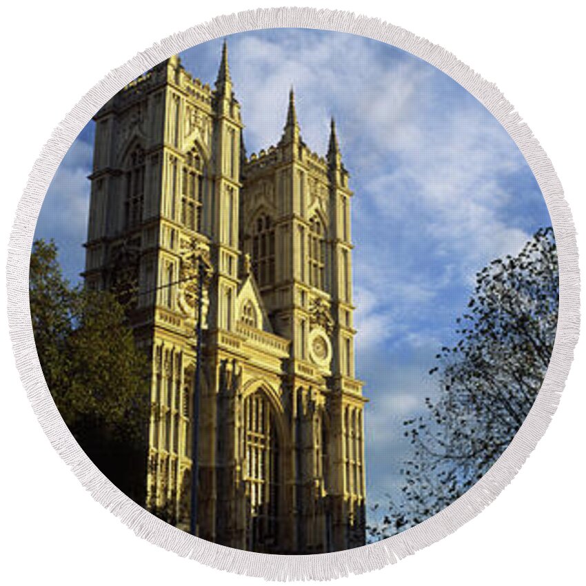 Photography Round Beach Towel featuring the photograph Low Angle View Of An Abbey, Westminster by Panoramic Images