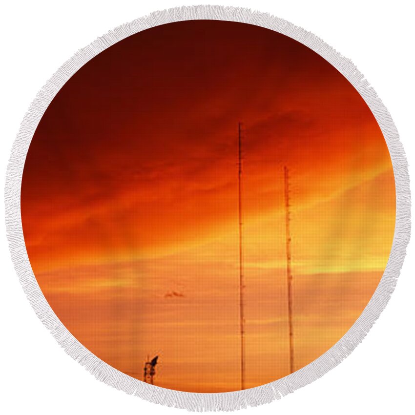 Photography Round Beach Towel featuring the photograph Low Angle View Of Antennas, Phoenix by Panoramic Images