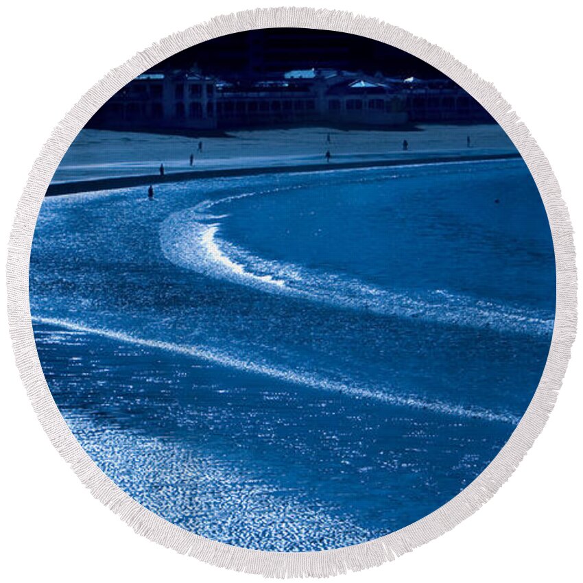 Low Tide Round Beach Towel featuring the photograph Low Tide in Blue by Weston Westmoreland