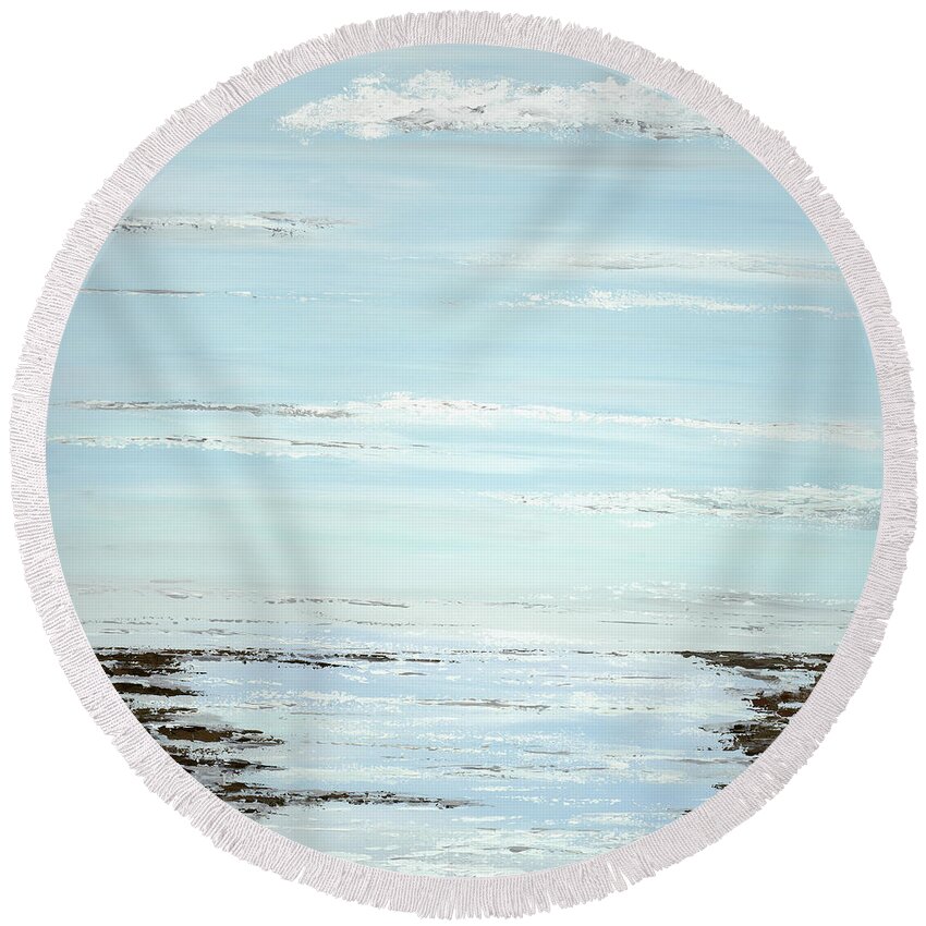 Ocean Round Beach Towel featuring the painting Low Tide by Tamara Nelson