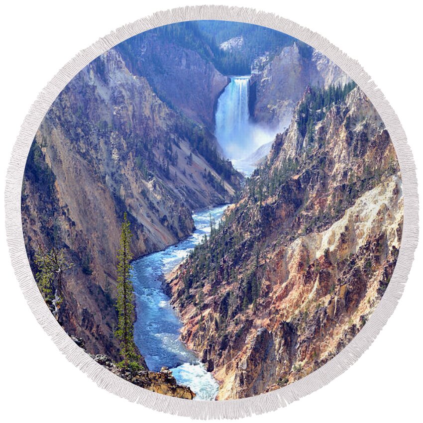 Lower Round Beach Towel featuring the photograph Lower Yellowstone Falls by Tranquil Light Photography