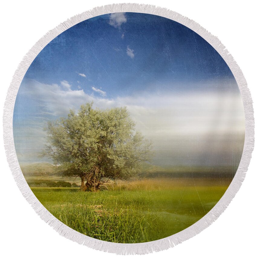 Tree Round Beach Towel featuring the photograph Lyrical Tree - 01bt01aa by Variance Collections