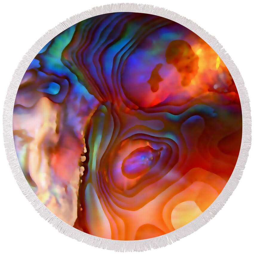 Abstract Round Beach Towel featuring the photograph Magic Shell 2 by Rona Black
