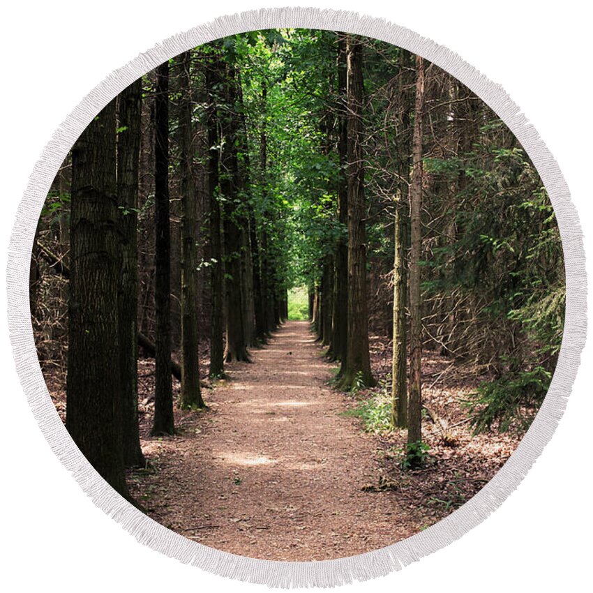 Trees Round Beach Towel featuring the photograph Magical Path by Bruce Patrick Smith