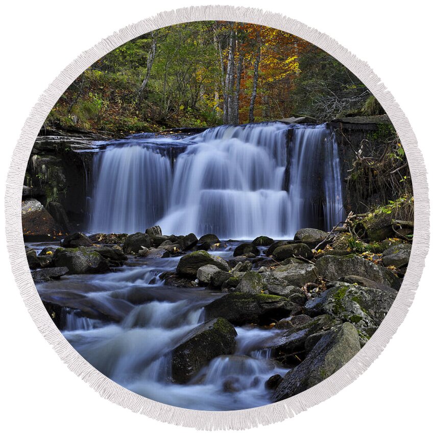 Cascade Round Beach Towel featuring the photograph Magnificent waterfall by Ivan Slosar