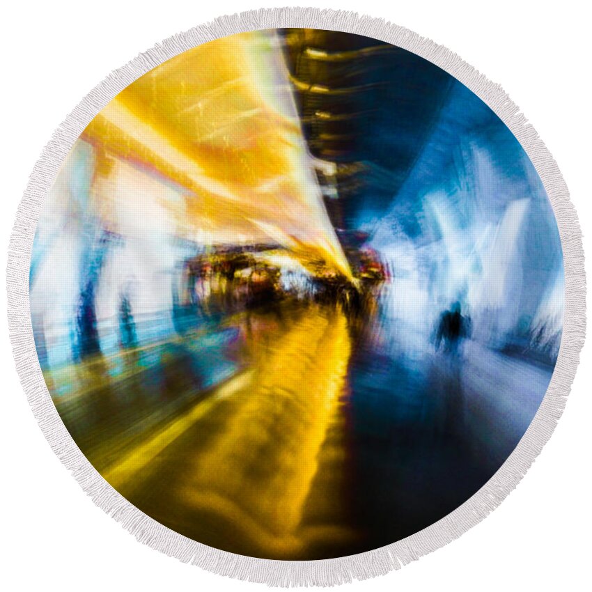 Impressionist Round Beach Towel featuring the photograph Main Access Tunnel Nyryx Station by Alex Lapidus