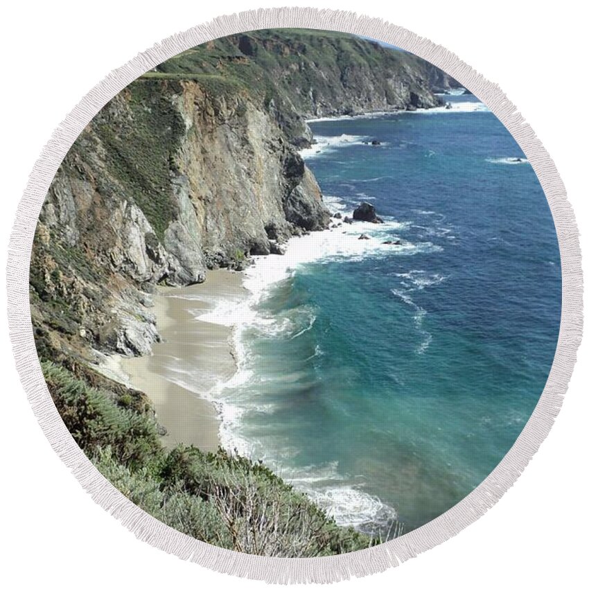 Ocean Round Beach Towel featuring the photograph Majestic Sea by Carla Carson