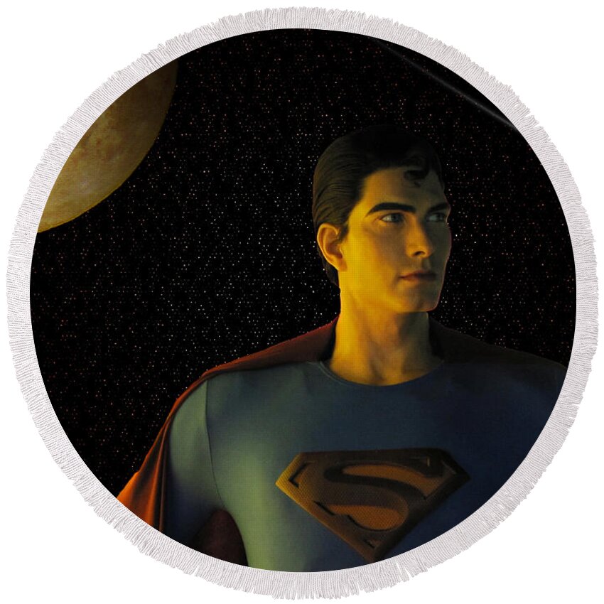 Superman Round Beach Towel featuring the photograph Man of Steel by David Dehner