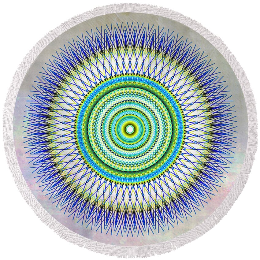 Digital Art Round Beach Towel featuring the digital art Mandala #1 by Elaine Manley