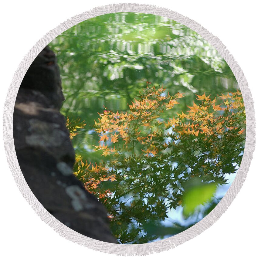 Maple Round Beach Towel featuring the photograph Maple Reflections by Sharon Elliott