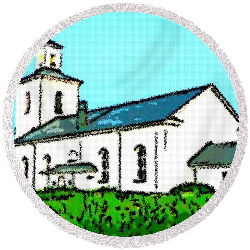 Church Round Beach Towel featuring the painting Marias Church by Bruce Nutting
