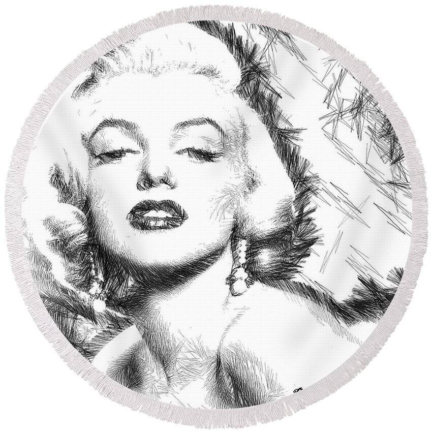 Marilyn Monroe Round Beach Towel featuring the digital art Marilyn Monroe - The One and Only by Rafael Salazar