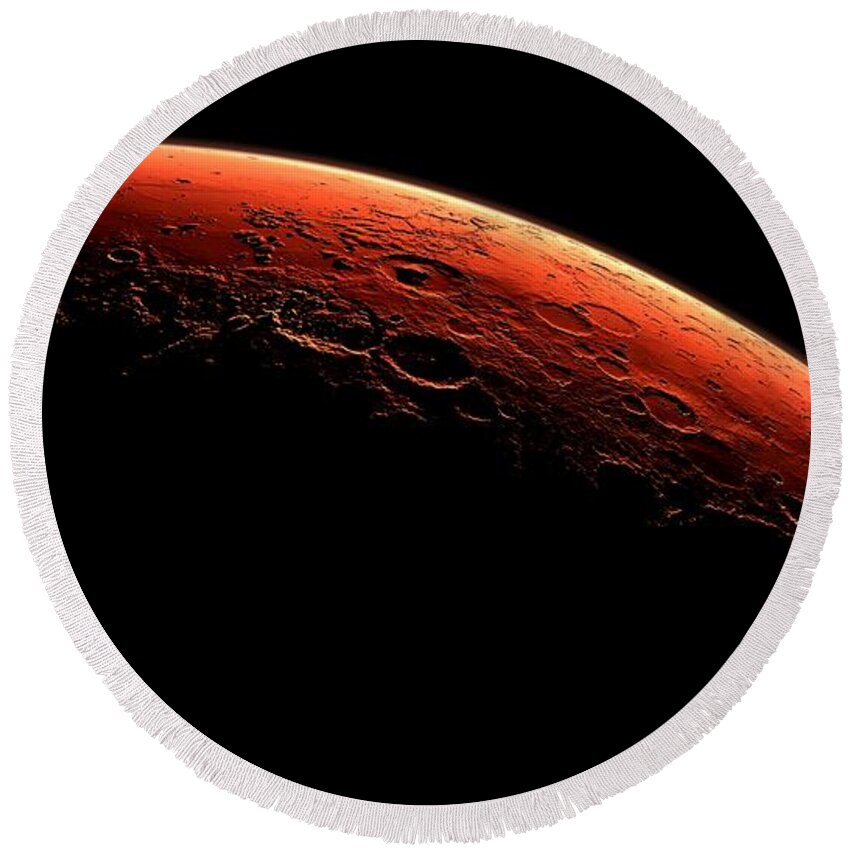 Mars Round Beach Towel featuring the photograph Mars Sunrise by Benjamin Yeager