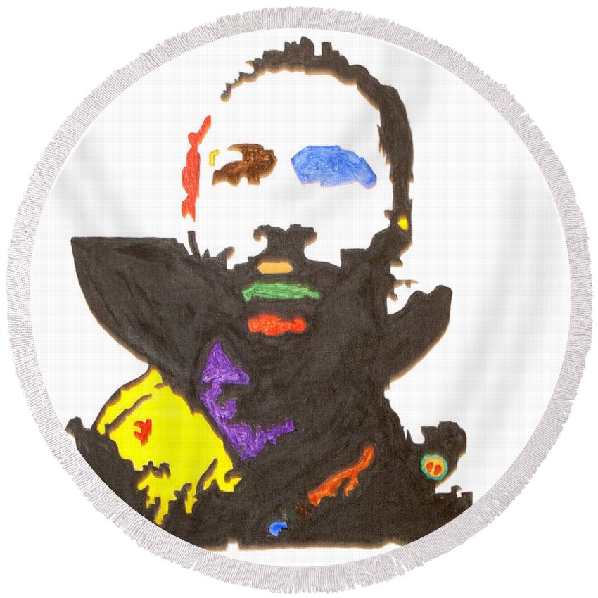 Marvin Gaye Round Beach Towel featuring the painting Marvin Gaye by Stormm Bradshaw