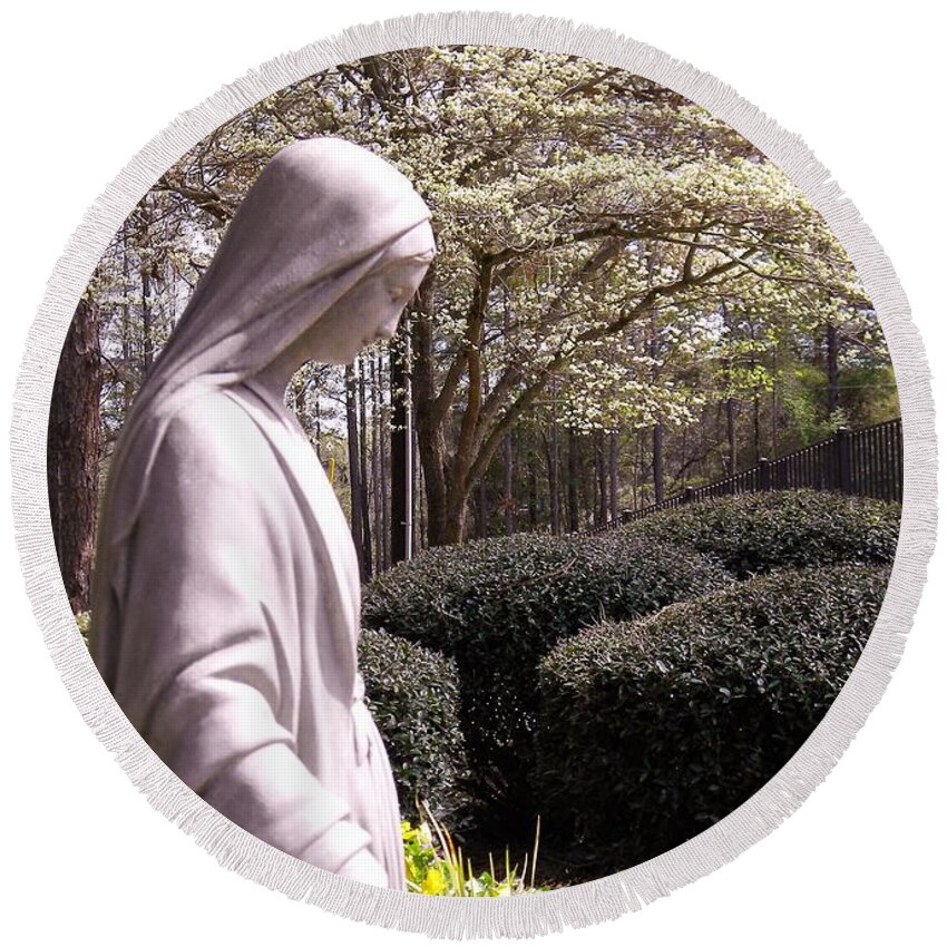 Virgin Mary Round Beach Towel featuring the digital art Mary Magdalene Spring by Matthew Seufer