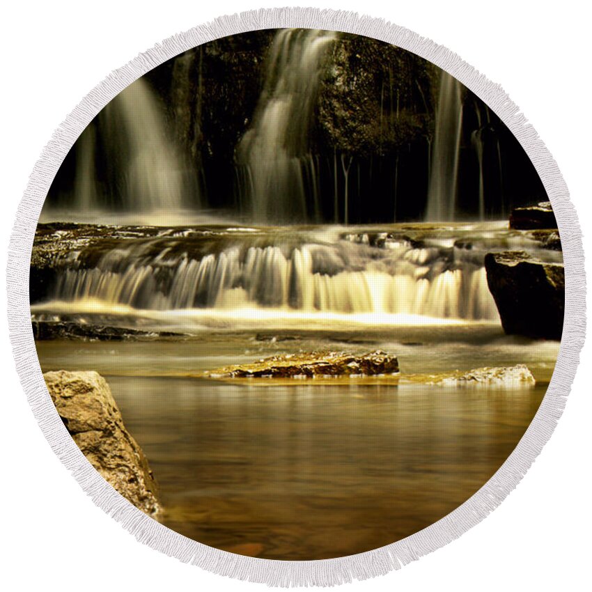 Waterfall Round Beach Towel featuring the photograph Mash Fork Falls by Melissa Petrey