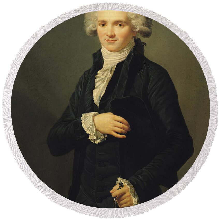 Male Round Beach Towel featuring the painting Maximilien de Robespierre by Pierre Roch Vigneron