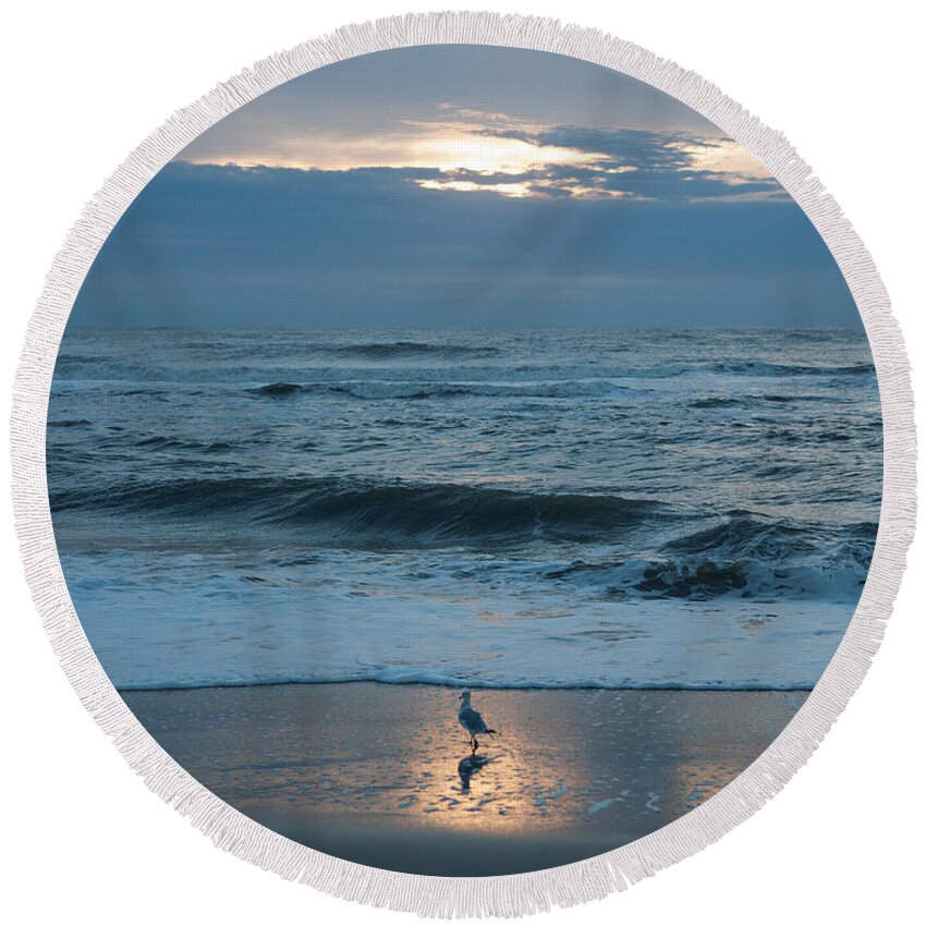 Ocean Round Beach Towel featuring the photograph Early Bird by Carol Lynn Coronios