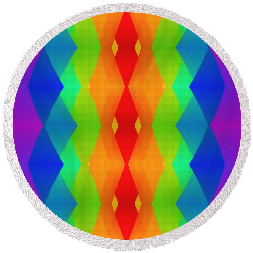 Andee Design Abstract Round Beach Towel featuring the digital art Meet Me In The Middle by Andee Design