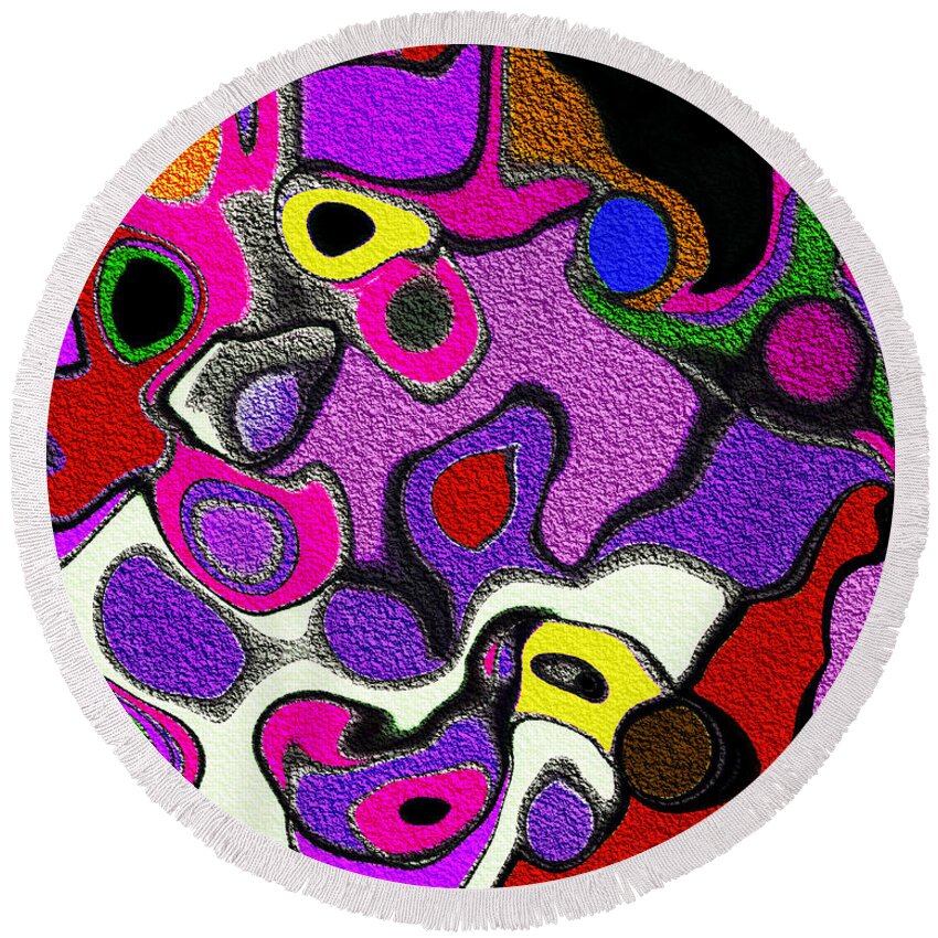 Melted Rubiks Cube Round Beach Towel featuring the digital art Melted Rubiks Cube 2 by Andee Design