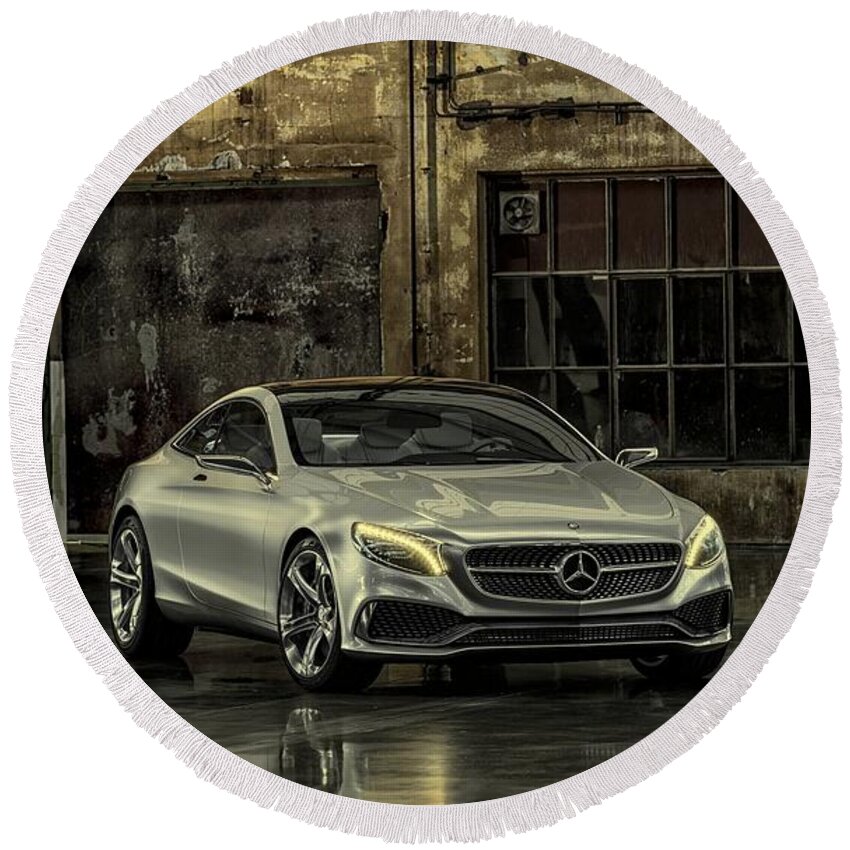 Mercedes Benz S Class Coupe Round Beach Towel featuring the photograph Mercedes Benz S Class Coupe 2013 by Movie Poster Prints