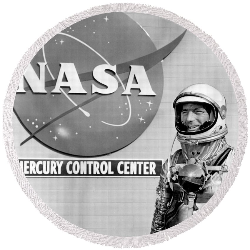 Science Round Beach Towel featuring the photograph Mercury Control Center, Astronaut Scott by Science Source