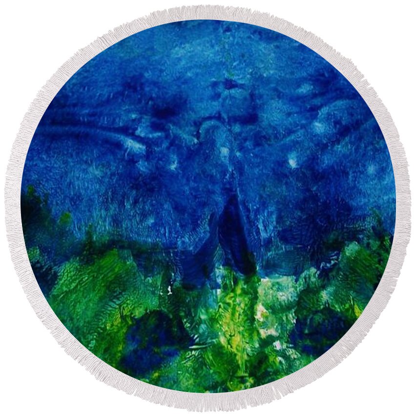 Sky Round Beach Towel featuring the painting Midnight Angel by Sharon Ackley