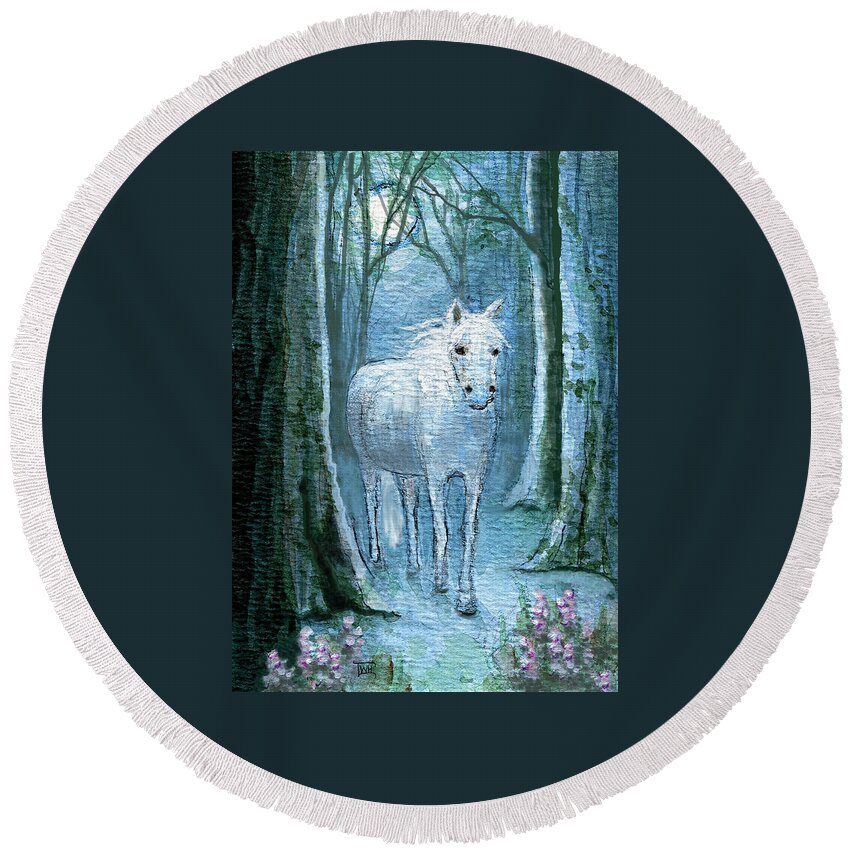 Horses Round Beach Towel featuring the painting Midsummer Dream by Terry Webb Harshman