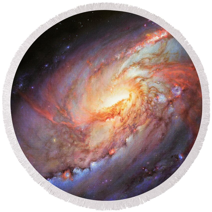 M106 Round Beach Towel featuring the painting Mighty M106 by Lucy West