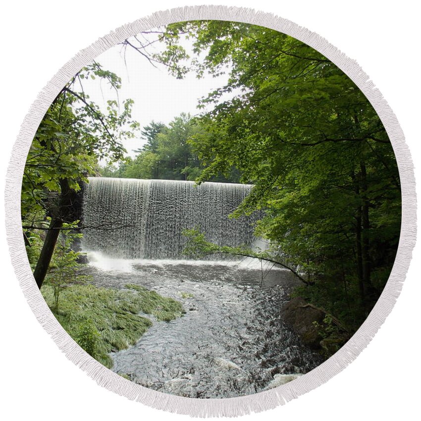 Mill River Round Beach Towel featuring the photograph Mill River by Catherine Gagne