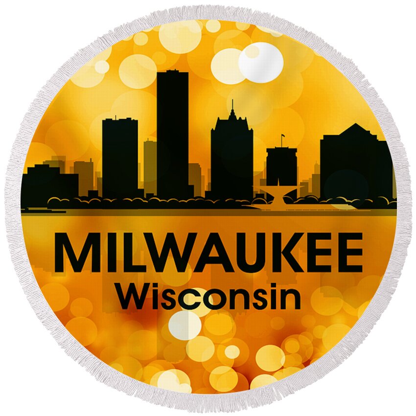 Milwaukee Round Beach Towel featuring the mixed media Milwaukee WI 3 by Angelina Tamez