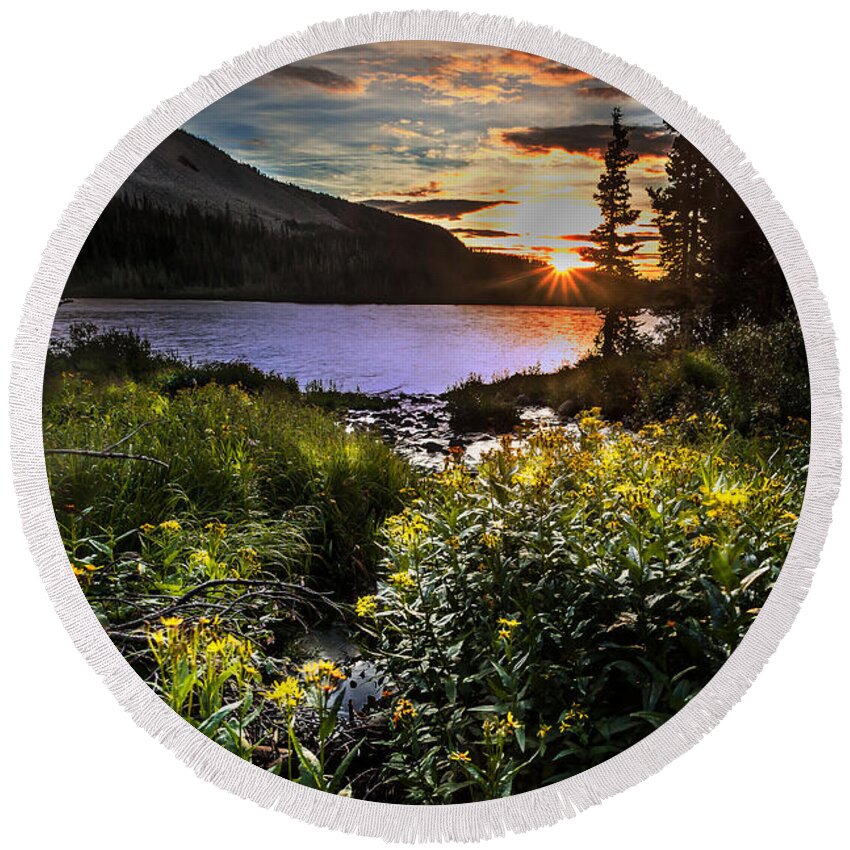 Landscape Round Beach Towel featuring the photograph Mitchell Sunrise by Steven Reed
