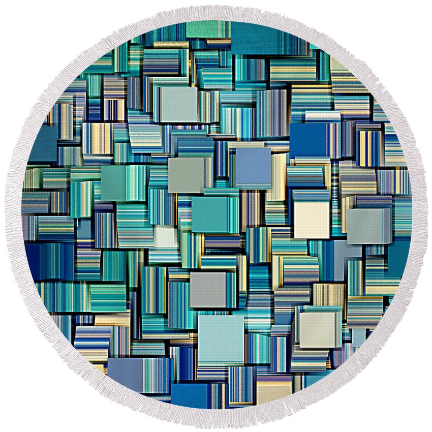 Abstract Round Beach Towel featuring the digital art Modern Abstract XXIV by Lourry Legarde