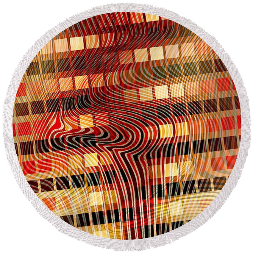 Abstracts Round Beach Towel featuring the digital art Moire 02052011 by Matthew Lindley