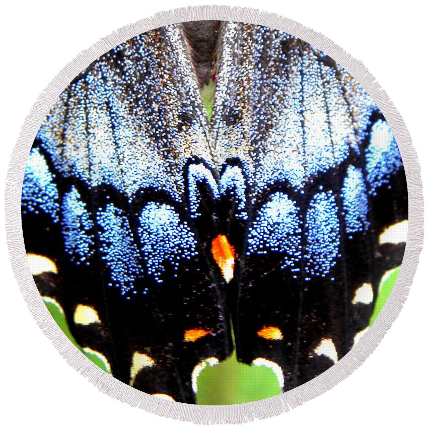 Monarch Butterfly Round Beach Towel featuring the photograph Monarchs Blue Glow by Kim Galluzzo