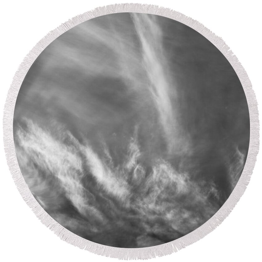 Clouds Round Beach Towel featuring the photograph Monochrome Skies by David Pyatt