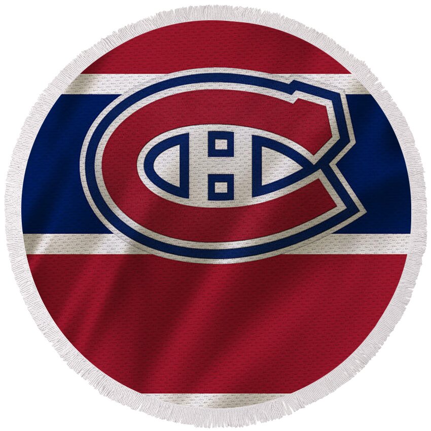 Canadiens Round Beach Towel featuring the photograph Montreal Canadiens Uniform by Joe Hamilton