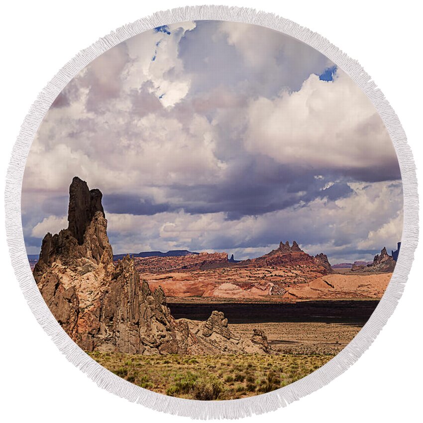 Arizona Round Beach Towel featuring the photograph Monument Valley Arizona by Janice Pariza
